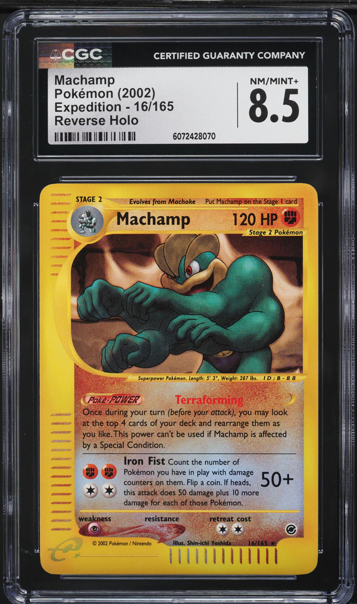 2002 Pokemon Expedition Reverse Holo Machamp #16 CGC 8.5 NM-MT+