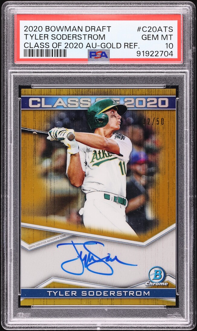 2020 Bowman Chrome Of '20 Gold Ref Tyler Soderstrom PROSPECT AUTO /50 PSA 10
