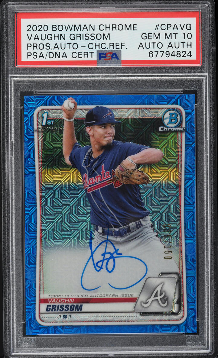 2020 Bowman Chrome Choice Refractor Vaughn Grissom PROSPECT AUTO /150 PSA 10 GEM
