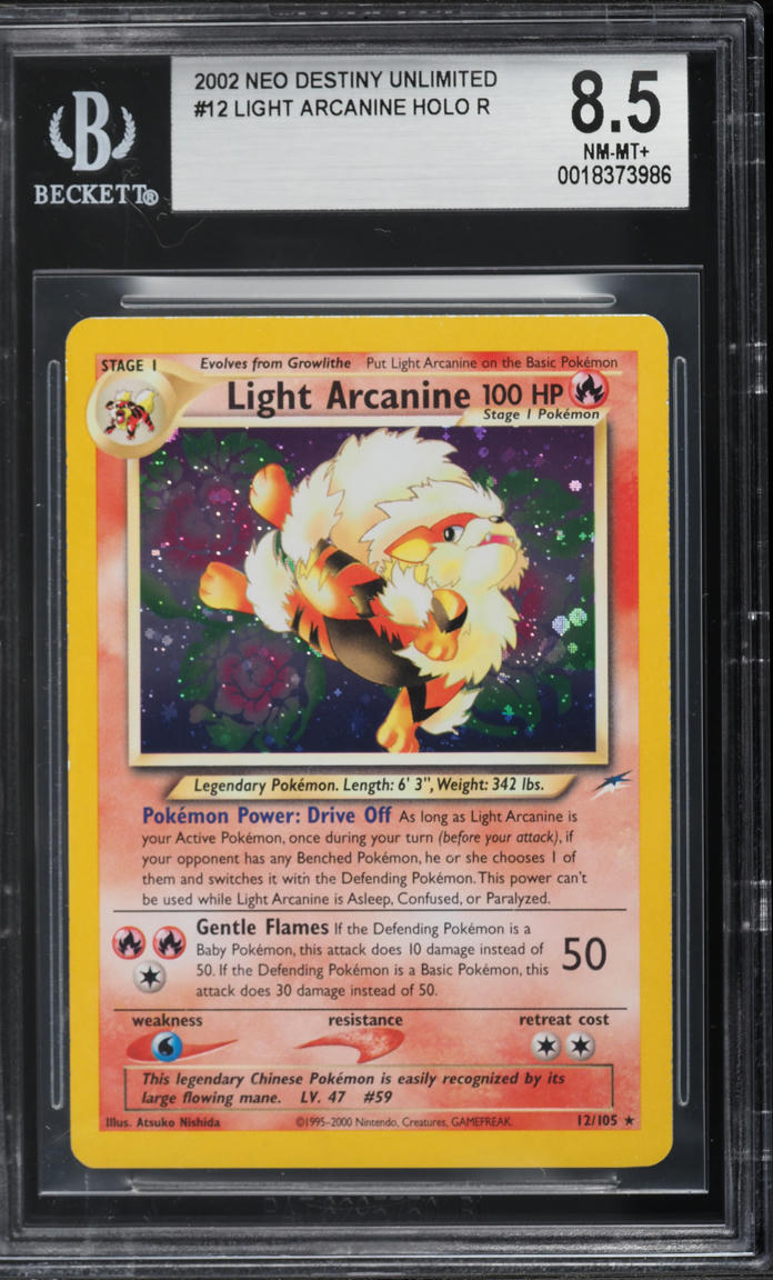 2002 Pokemon Neo Destiny Holo Light Arcanine #12 BGS 8.5 NM-MT+