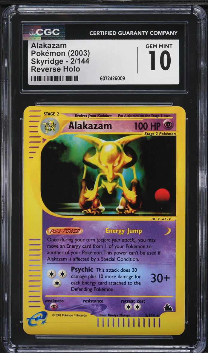 2003 Pokemon Skyridge Reverse Holo Alakazam #2 CGC 10 GEM MINT