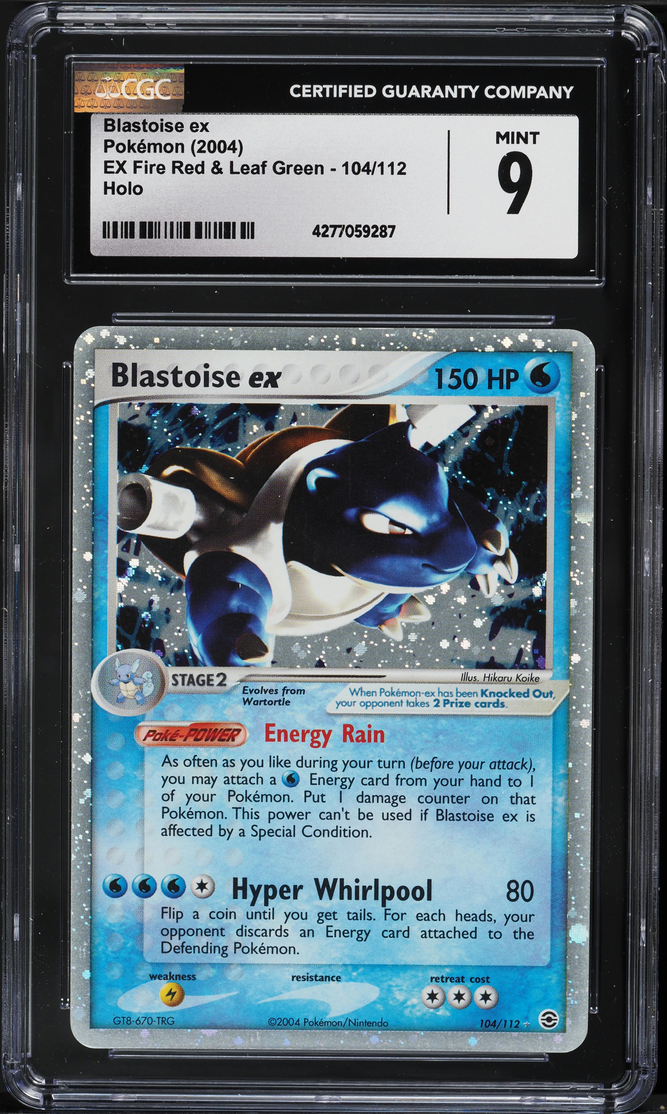 2004 Pokemon EX Fire Red & Leaf Green Holo Blastoise ex #104 CGC 9 MINT