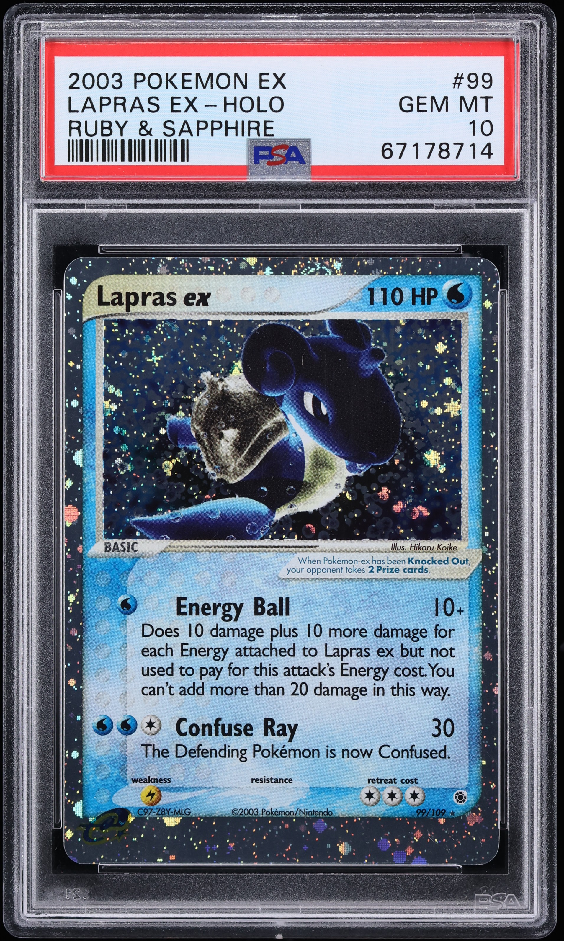 2003 Pokemon EX Ruby & Sapphire Holo Lapras EX #99 PSA 10 GEM MINT