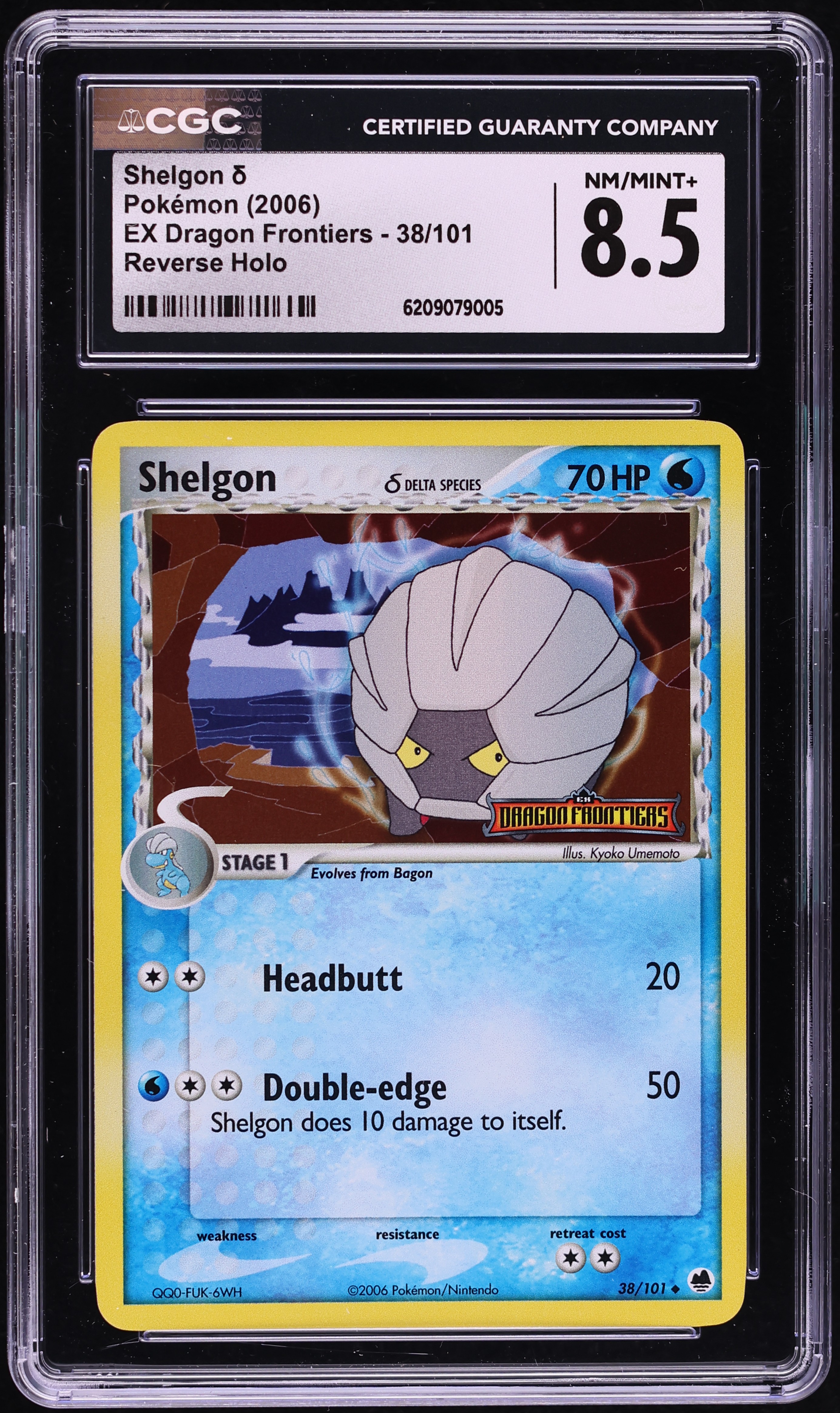 2006 Pokemon EX Dragon Frontiers Reverse Holo Shelgon #38 CGC 8.5 NM-MT+