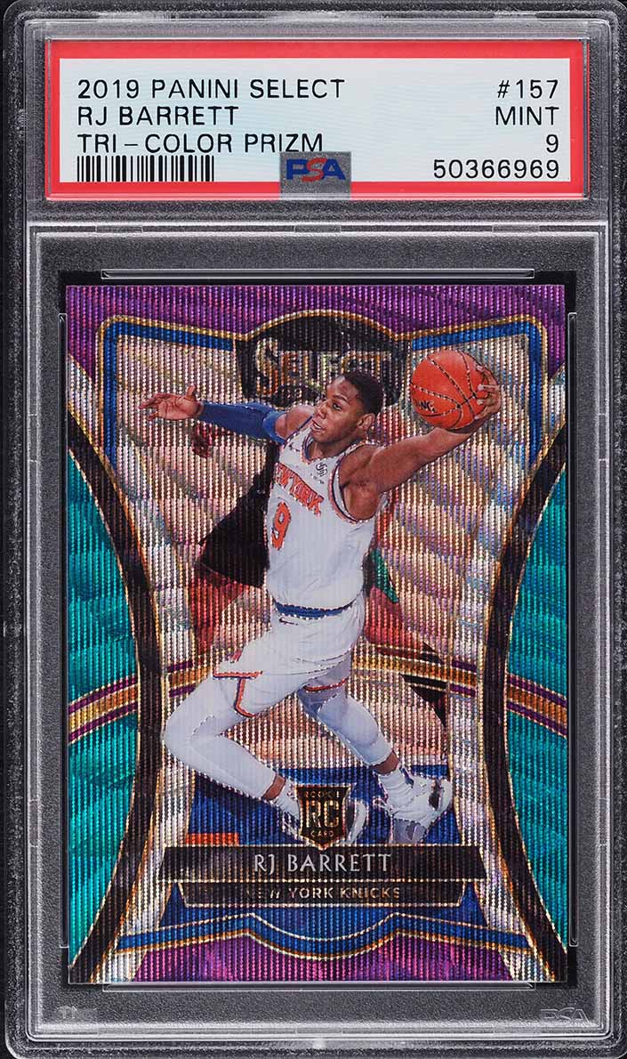 2019 Select Premier Level Tri-Color Prizm RJ Barrett ROOKIE #157 PSA 9 MINT