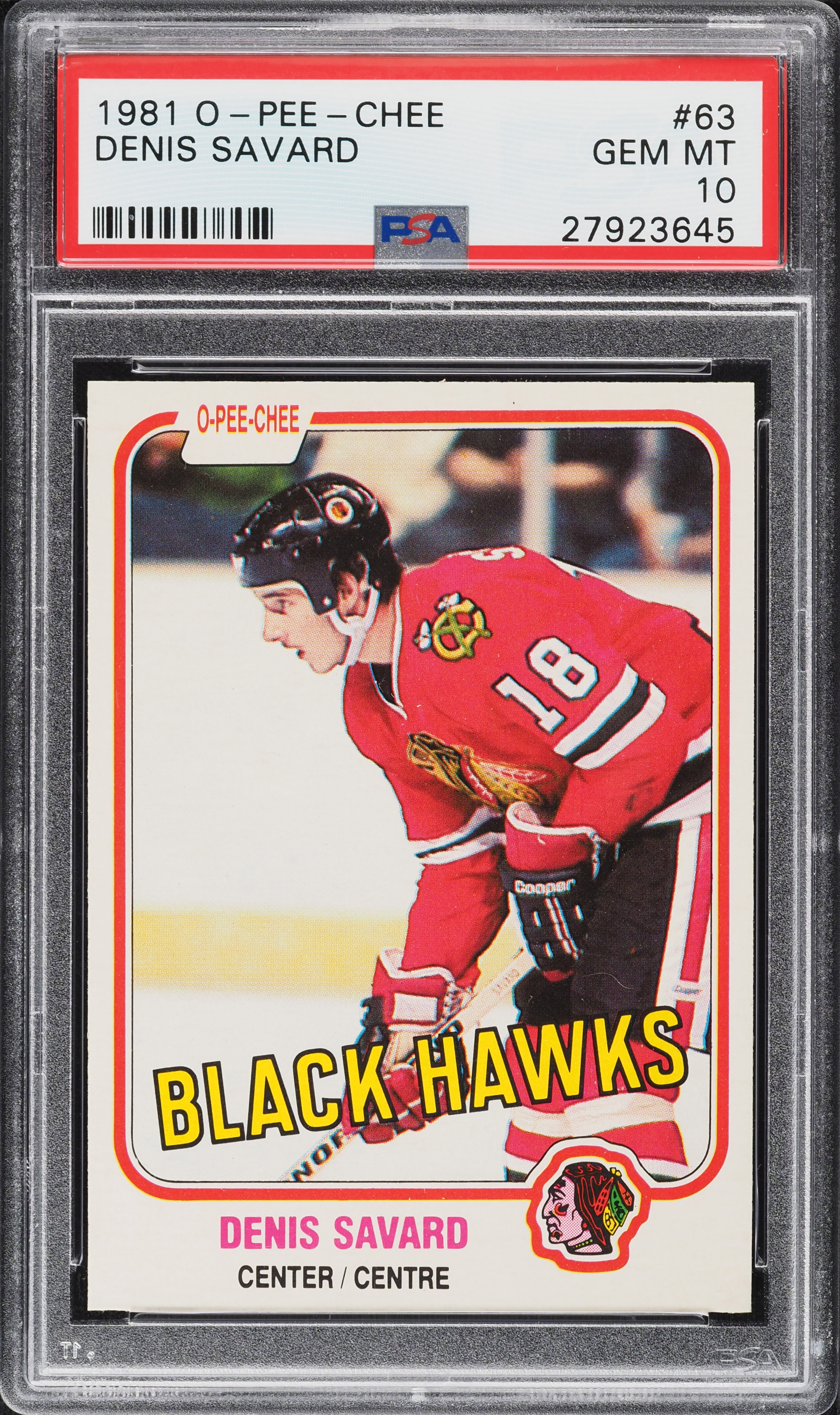 1981 O-Pee-Chee Hockey Denis Savard ROOKIE #63 PSA 10 GEM MINT