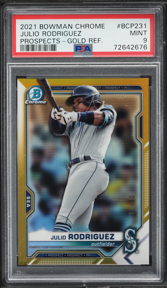 2021 Bowman Chrome Gold Refractor Julio Rodriguez PROSPECT /50 #BCP231 PSA 9