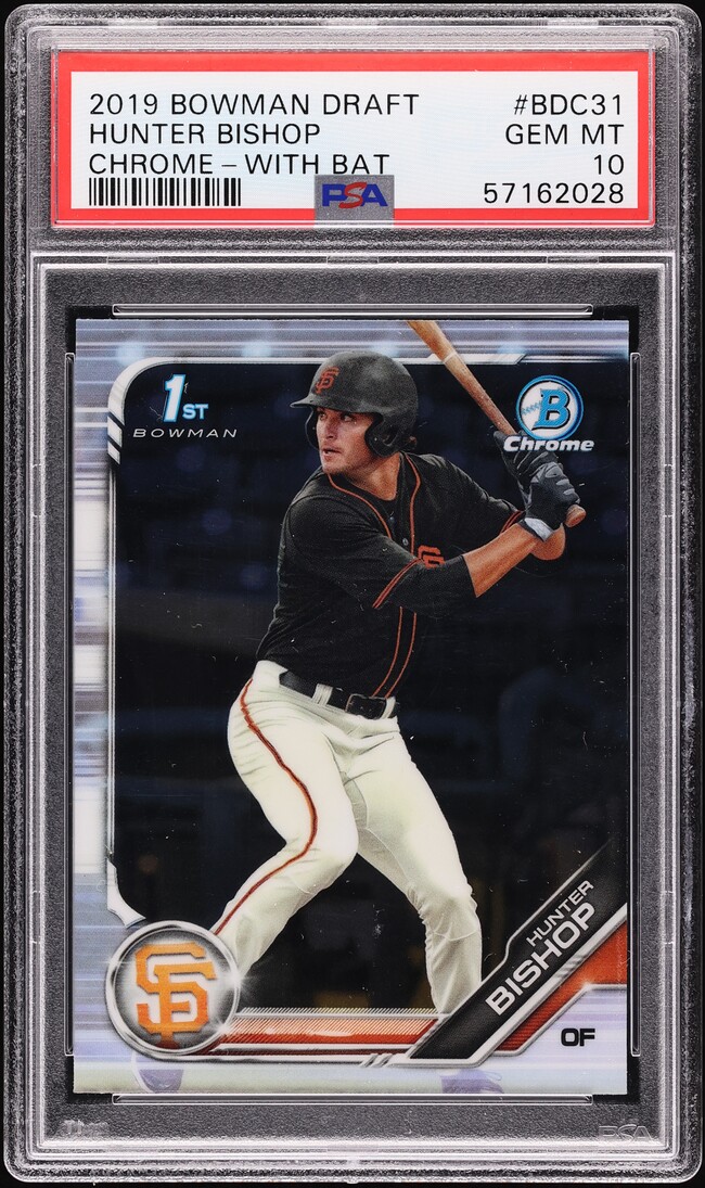 2019 Bowman Chrome Draft With Bat Hunter Bishop PROSPECT #BDC-31 PSA 10 GEM MINT