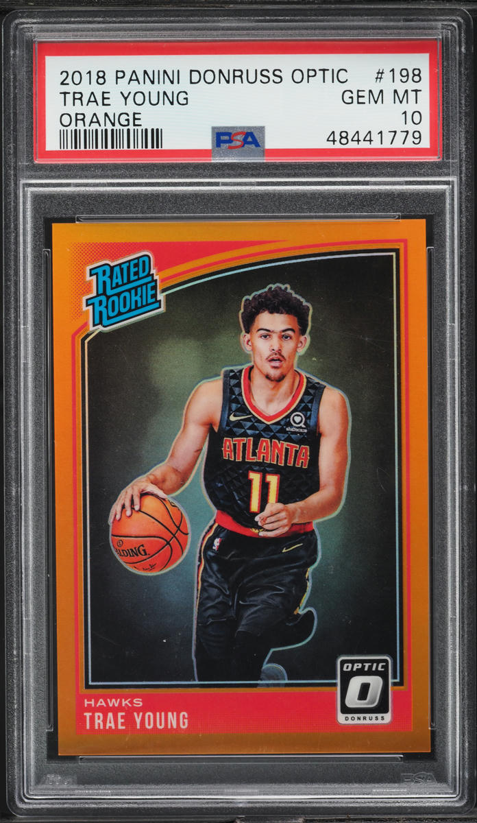 2018 Panini Donruss Optic Orange Trae Young ROOKIE /199 #198 PSA 10 GEM MINT