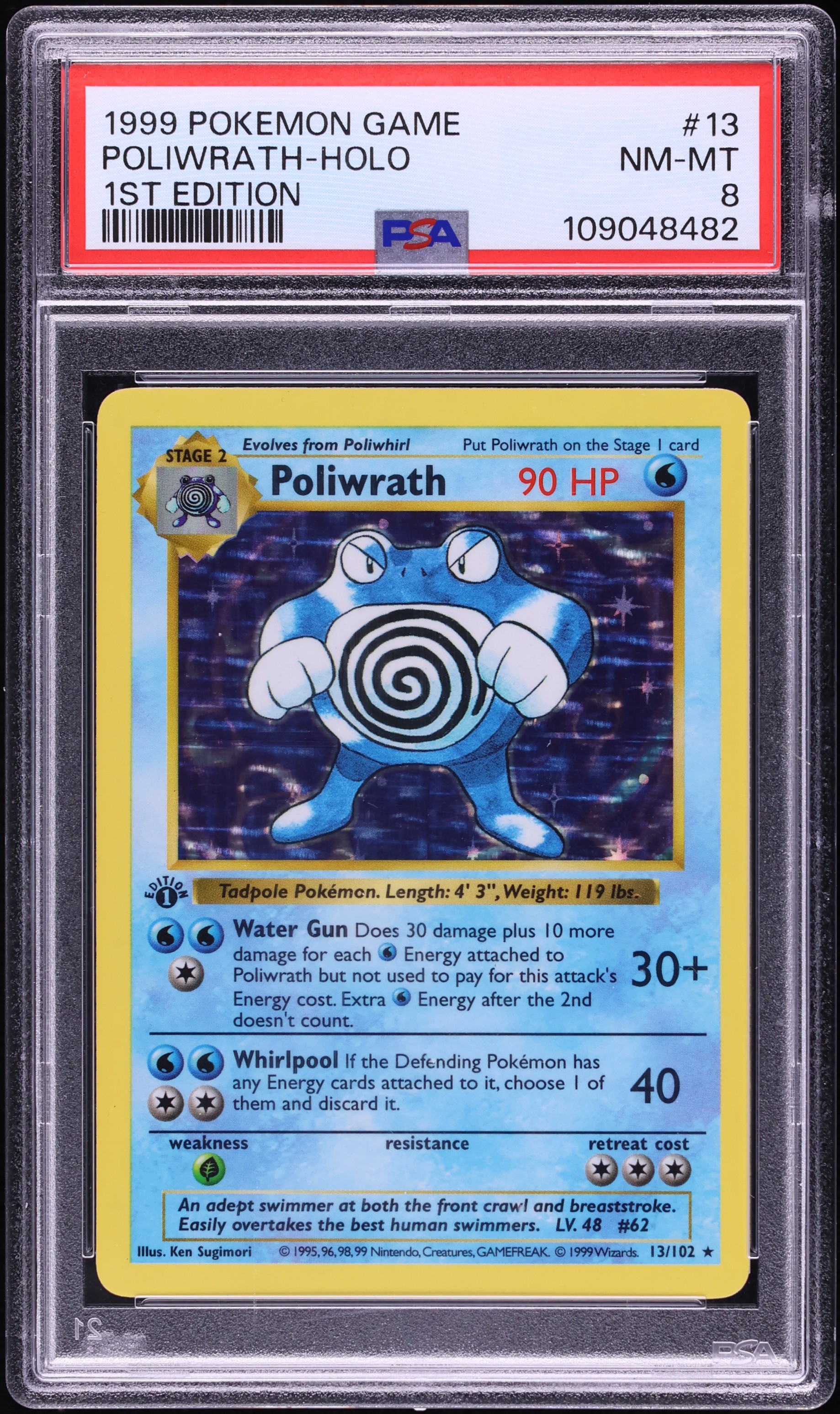1999 Pokemon Base Set Shadowless 1st Edition Holo Poliwrath #13 PSA 8 NM-MT
