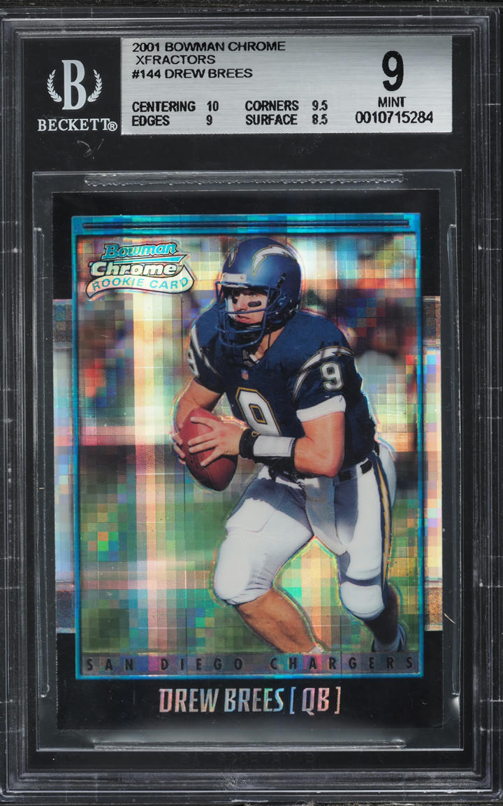 2001 Bowman Chrome X-Fractor Drew Brees ROOKIE #144 BGS 9 MINT
