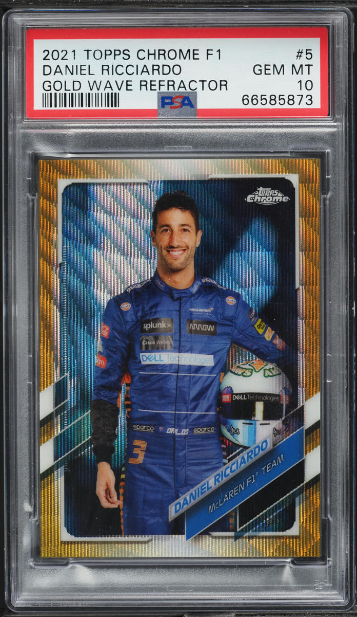 2021 Topps Chrome Formula 1 Gold Wave Refractor Daniel Ricciardo /50 #5 PSA 10
