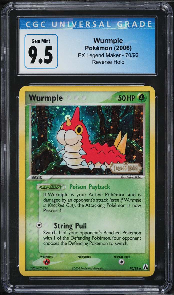 2006 Pokemon EX Legend Maker Reverse Holo Wurmple #70 CGC 9.5 GEM MINT