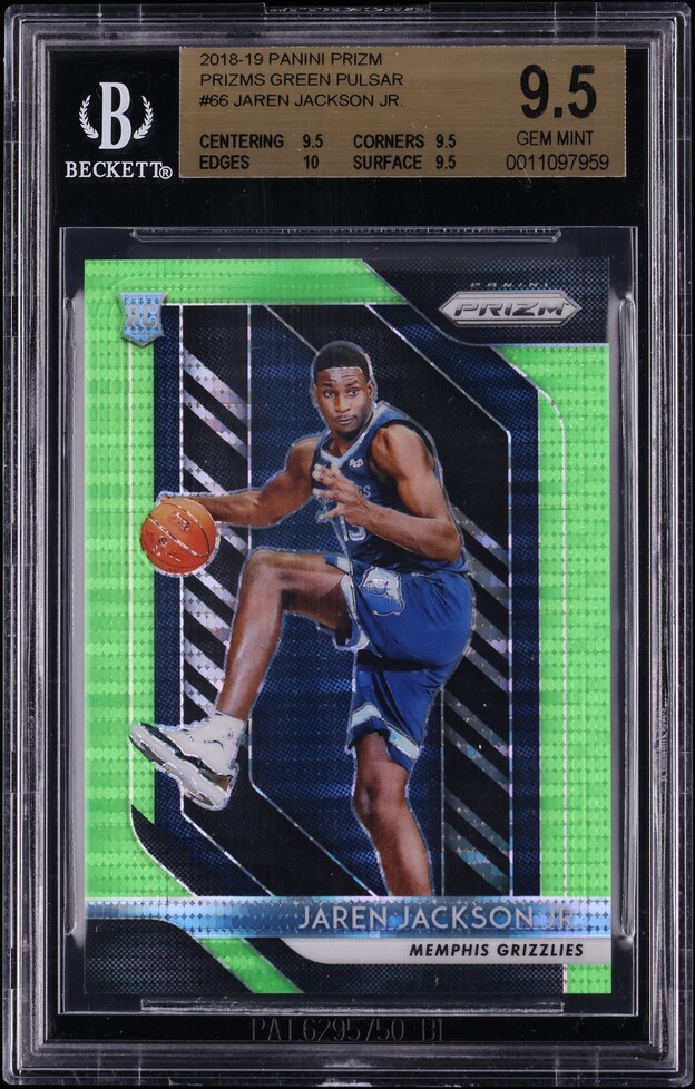 2018 Panini Prizm Green Pulsar Jaren Jackson Jr. ROOKIE /25 #66 BGS 9.5 GEM MINT
