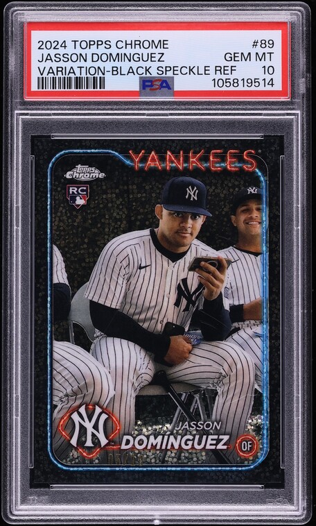 2024 Topps Chrome Variation Black Speckle Jasson Dominguez RC /10 #89 PSA 10 GEM