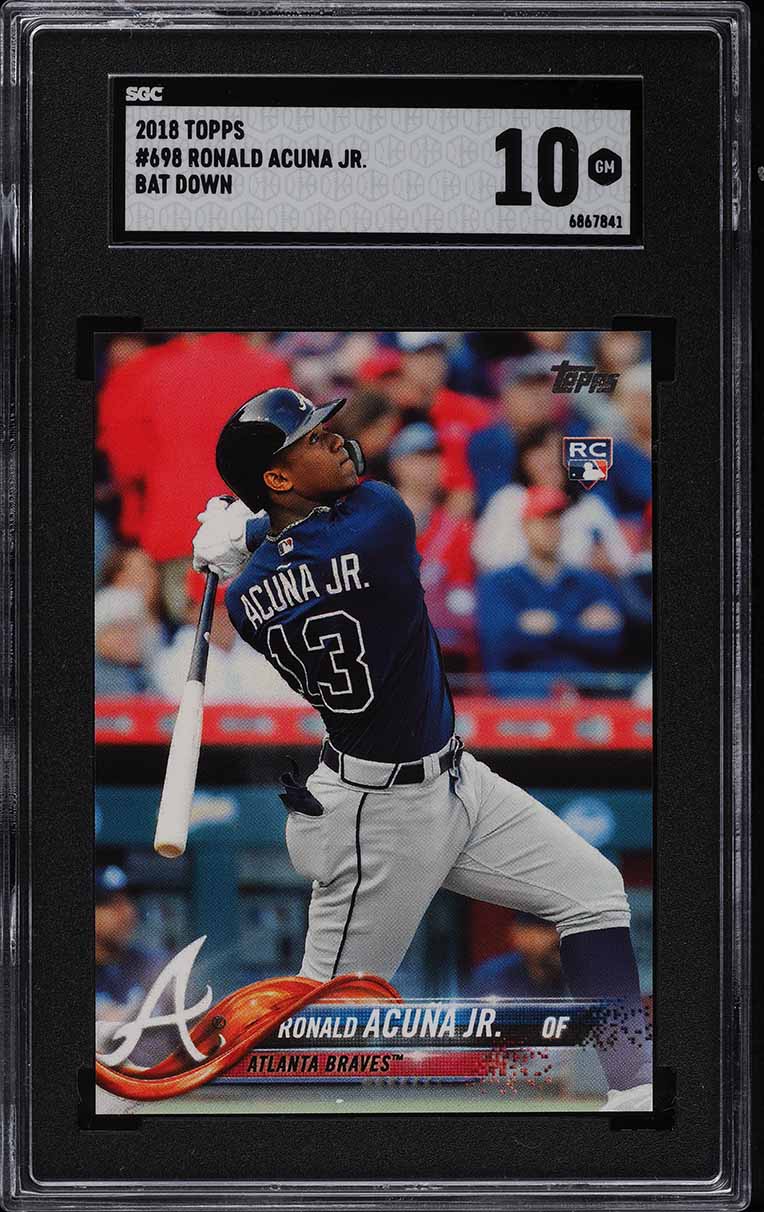 2018 Topps Bat Down Ronald Acuna Jr. SP ROOKIE #698 SGC 10 GEM MINT