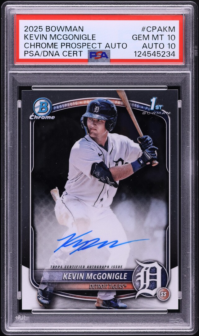 2025 Bowman Chrome Kevin McGonigle PROSPECT AUTO DNA 10 #CPAKM PSA 10 GEM MINT