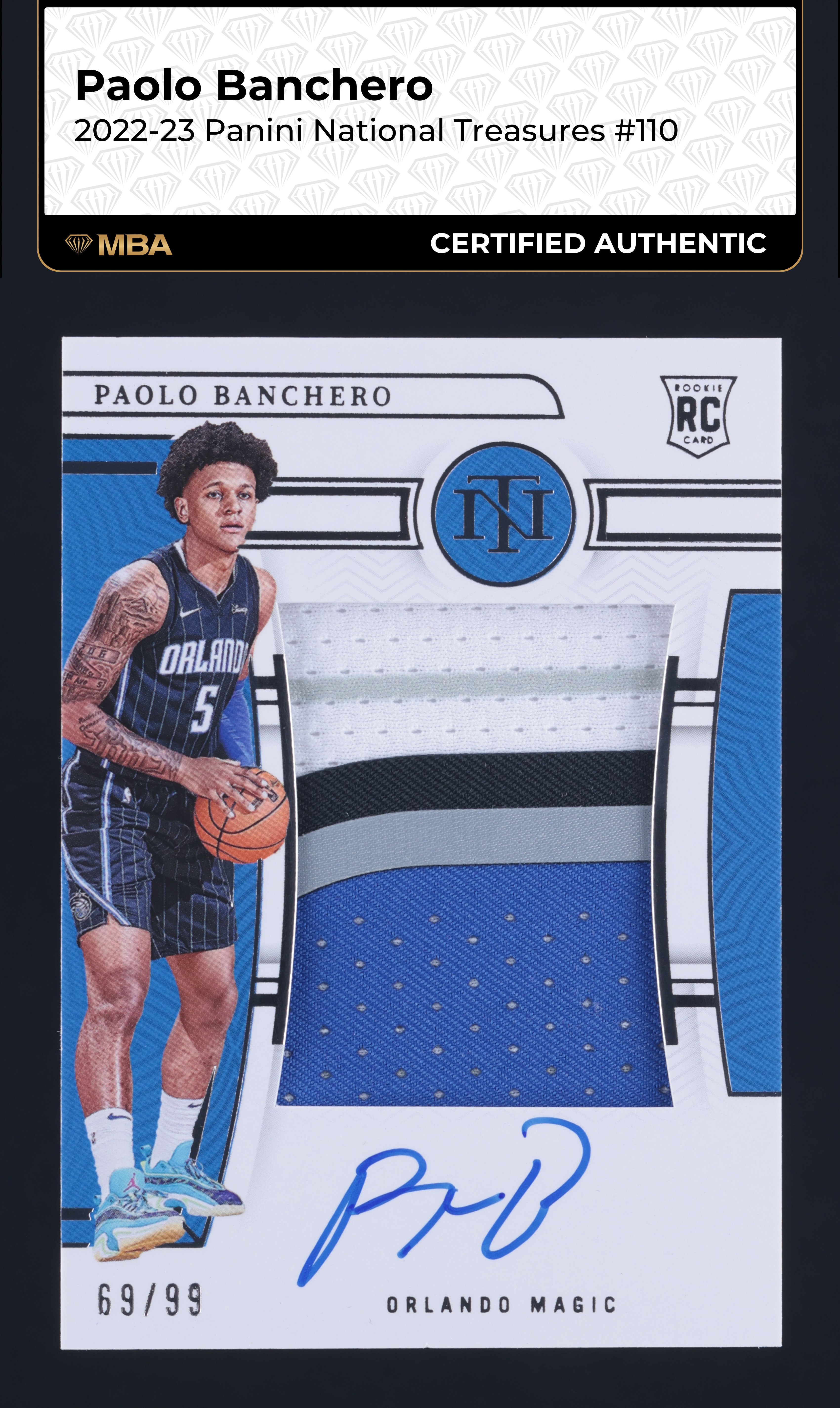 2022 National Treasures Paolo Banchero ROOKIE PATCH AUTO /99 #110 MBA AUTH