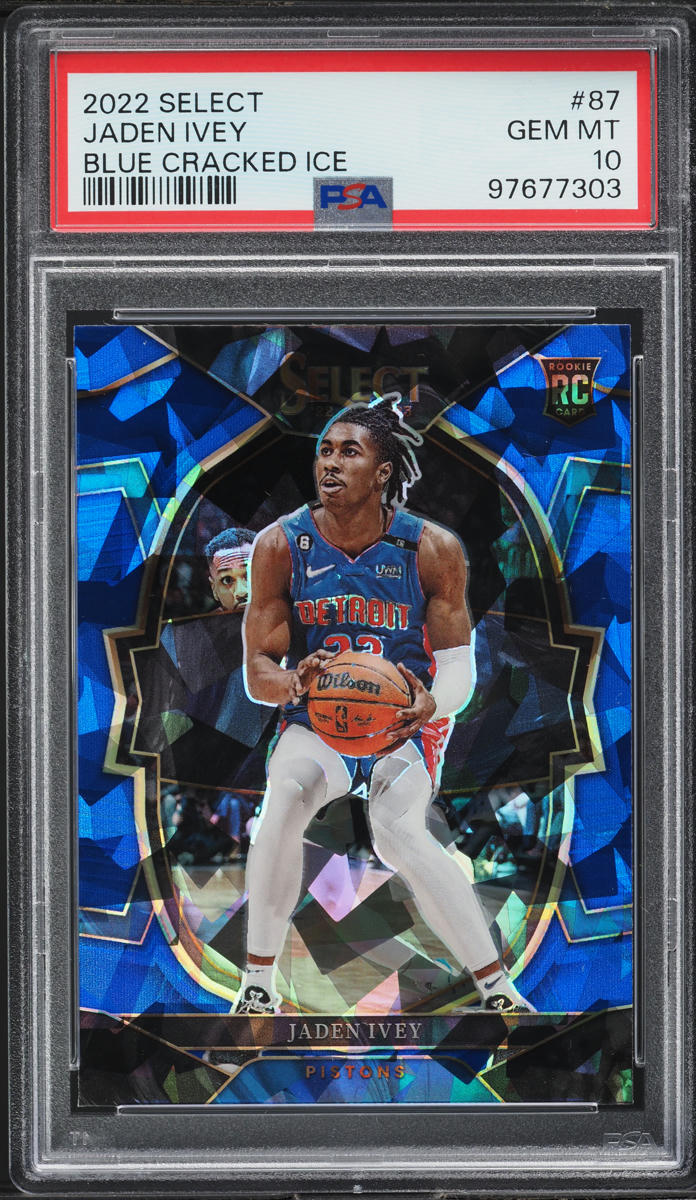 2022 Select Concourse Blue Cracked Ice Jaden Ivey ROOKIE #87 PSA 10 GEM MINT