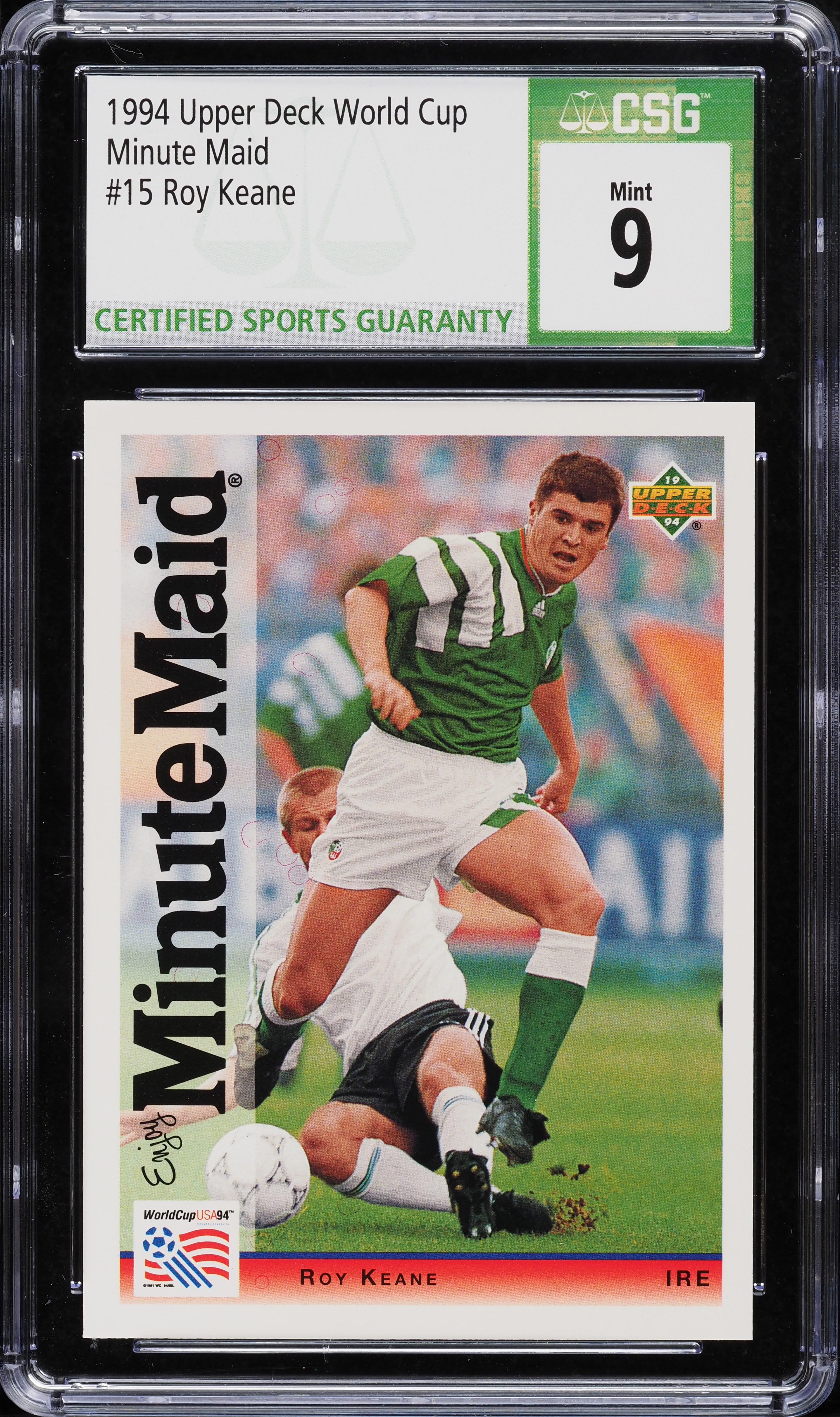 1994 Upper Deck World Cup Minute Maid Roy Keane #15 CSG 9 MINT