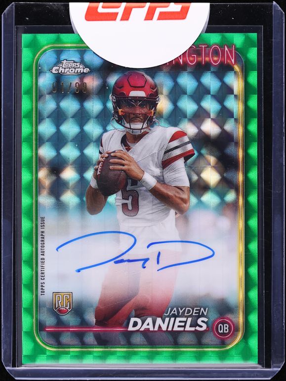2024 Topps Chrome Green Geometric Refractor Jayden Daniels ROOKIE AUTO 1/99