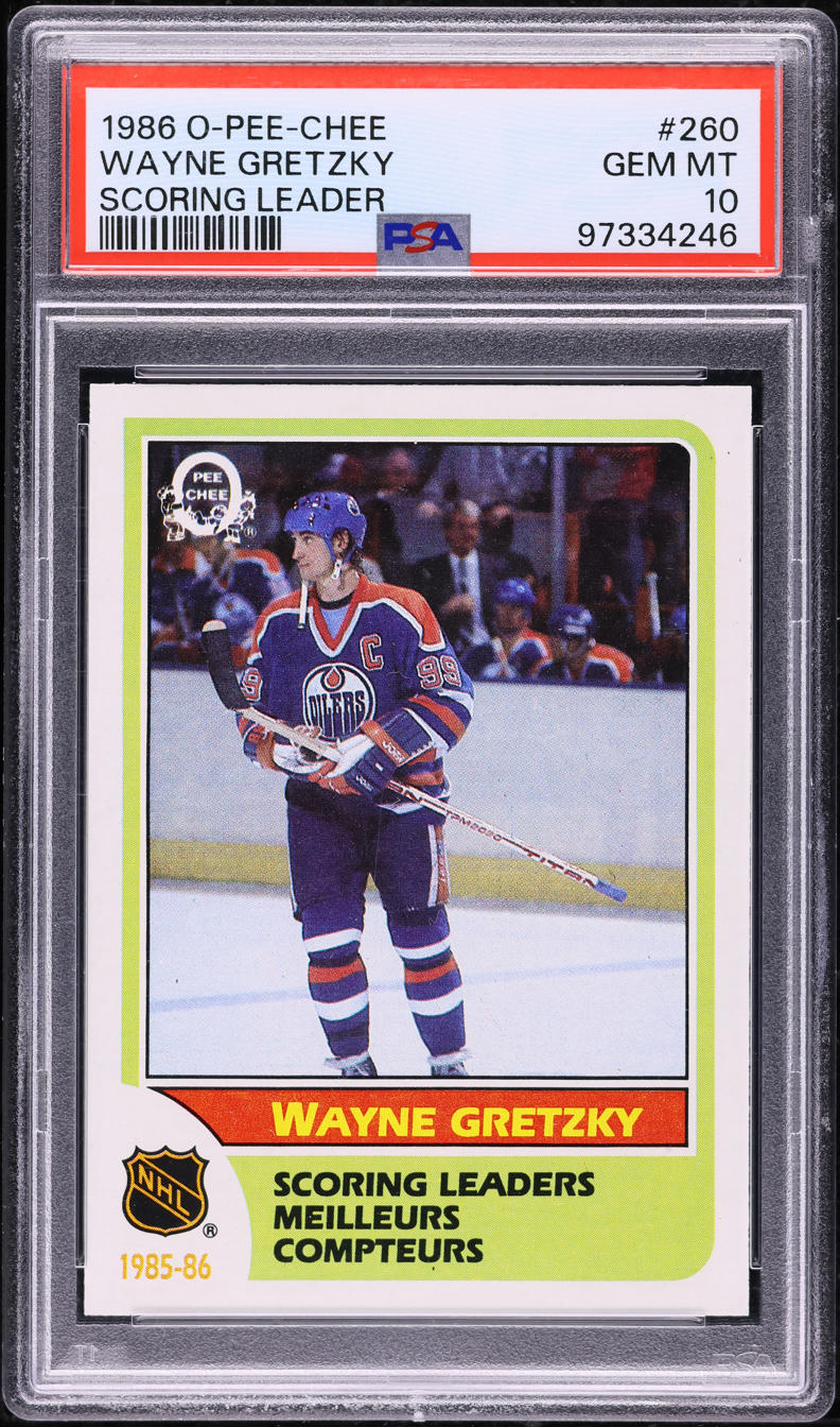 1986 O-Pee-Chee Hockey Wayne Gretzky SCORING LDRS #260 PSA 10 GEM MINT