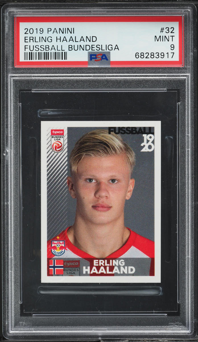 2019 Panini Fussball Bundesliga Sticker Erling Haaland ROOKIE #32 PSA 9 MINT
