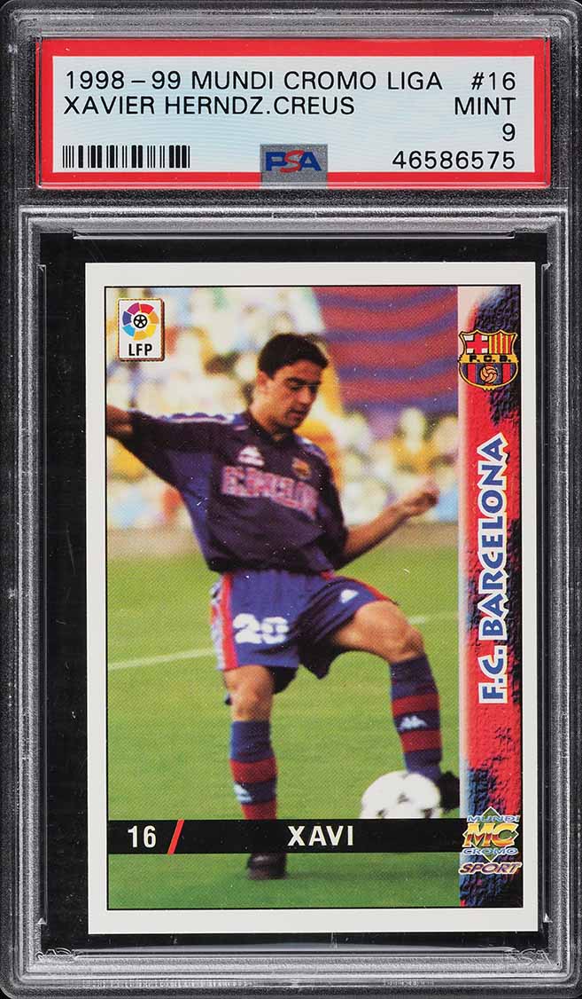 1998 Mundi Cromo Liga Soccer Xavi ROOKIE #16 PSA 9 MINT