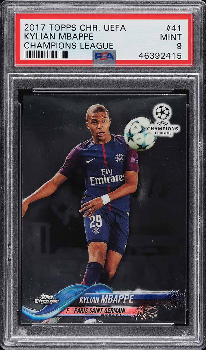 2017 Topps Chrome UEFA Champion's League Kylian Mbappe ROOKIE #41 PSA 9 MINT