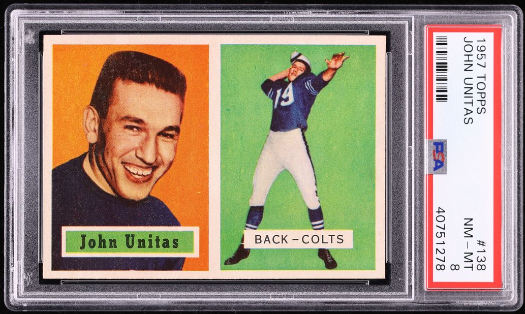1957 Topps Football Johnny Unitas ROOKIE #138 PSA 8 NM-MT