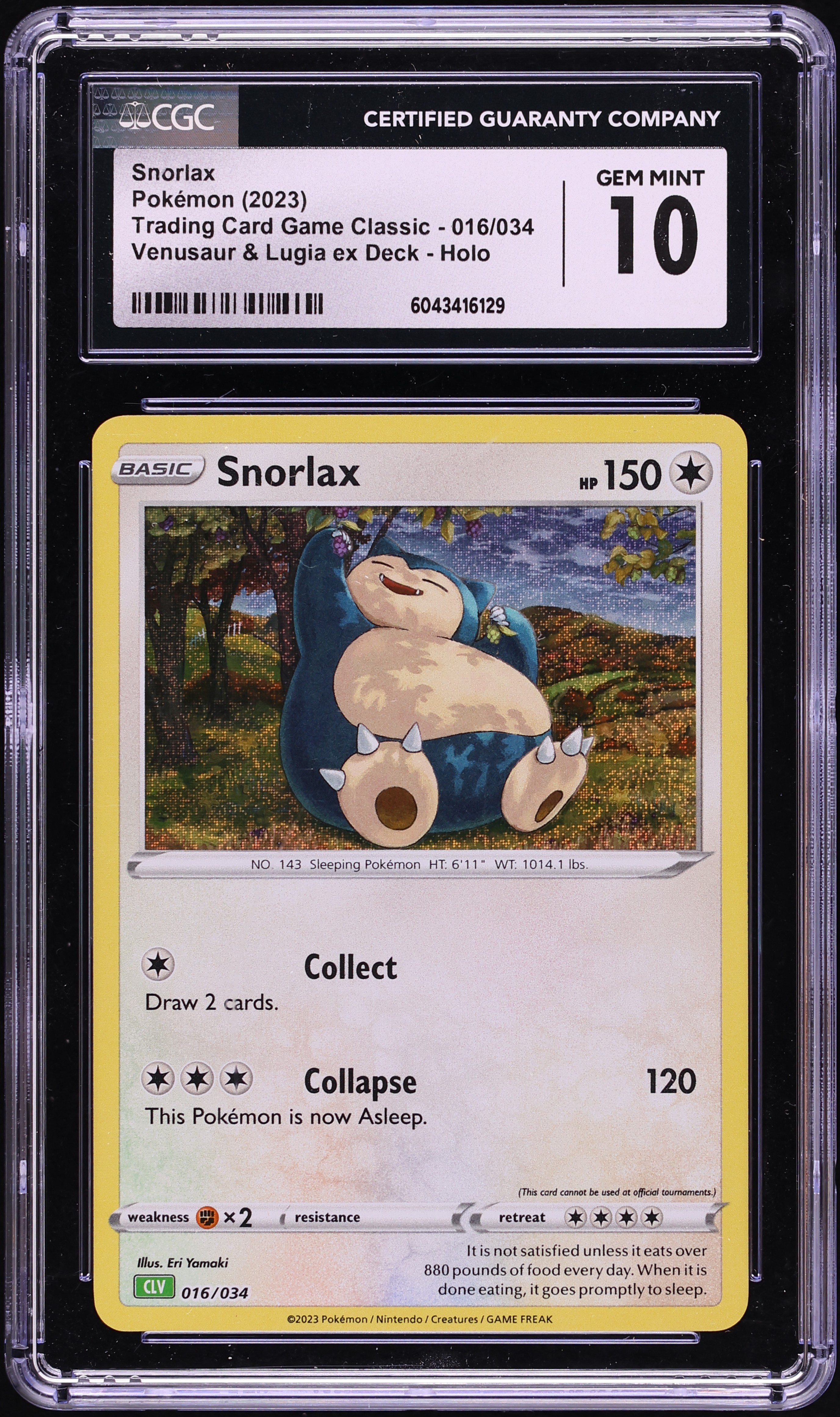 2023 Pokemon TCG Classic Venusaur & Lugia Ex Deck Holo Snorlax #16 CGC 10 GEM MINT