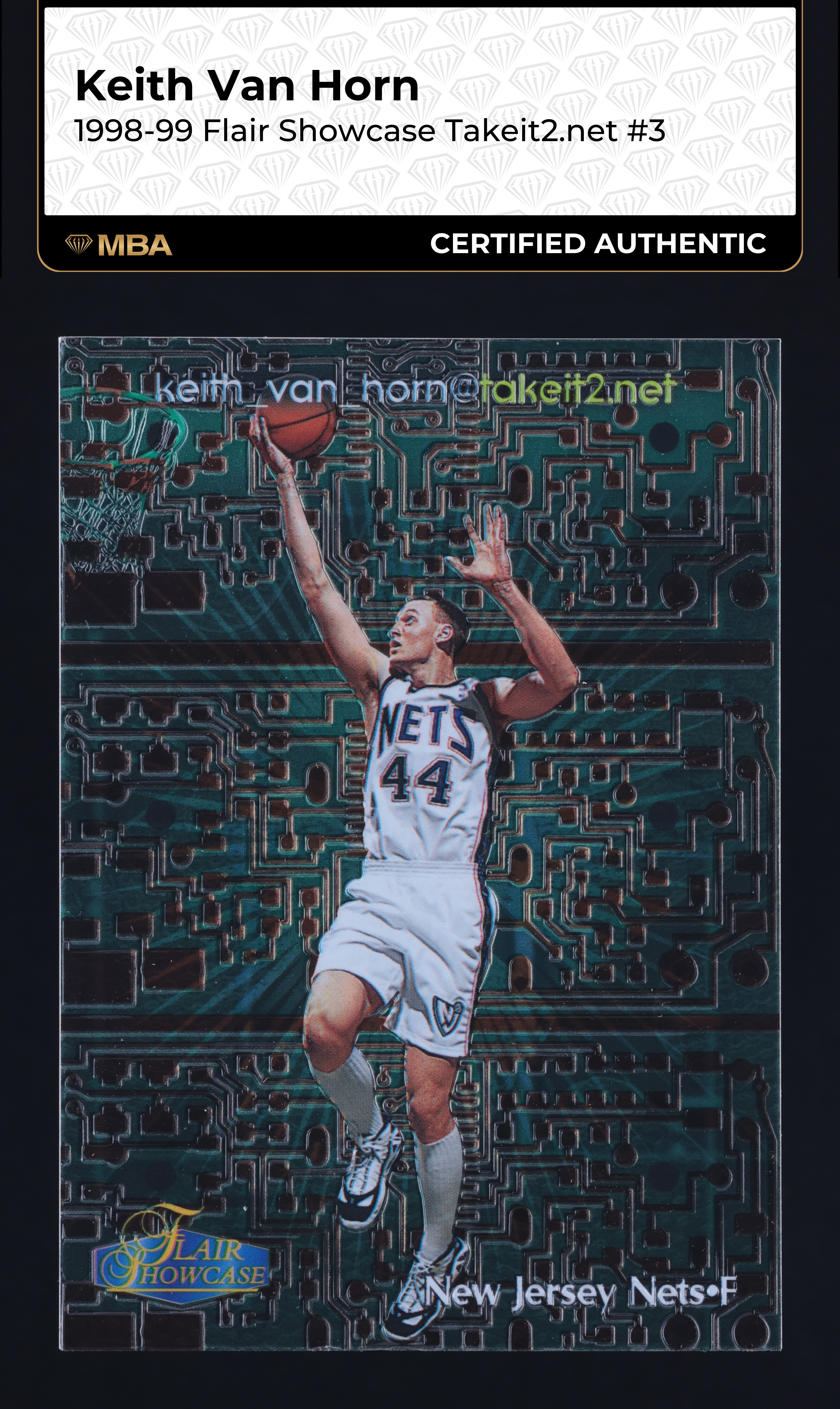 1998 Flair Showcase Takeit2.net Keith Van Horn /1000 #3 MBA AUTH