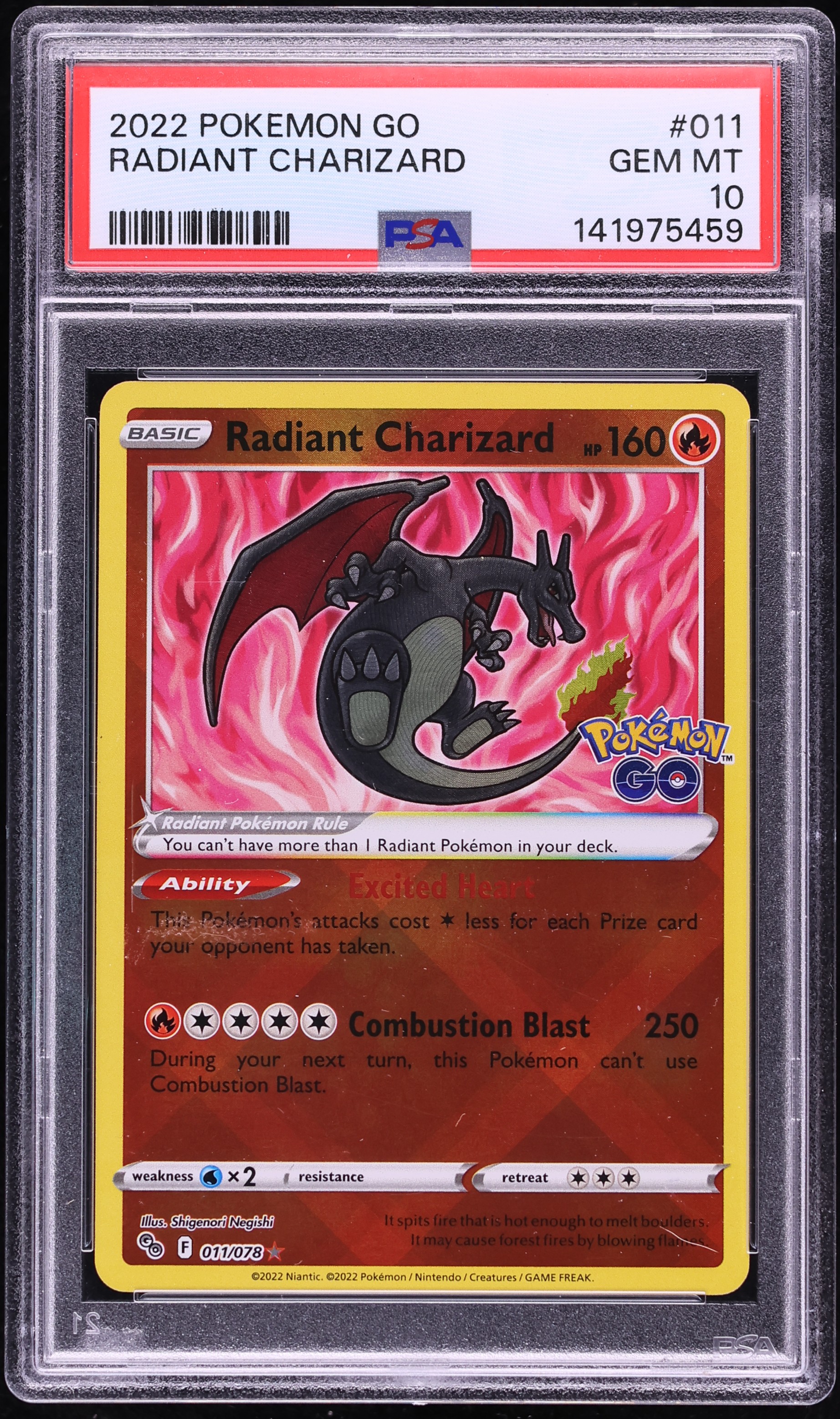 2022 Pokemon Sword & Shield GO Holo Radiant Charizard #11 PSA 10 GEM MINT