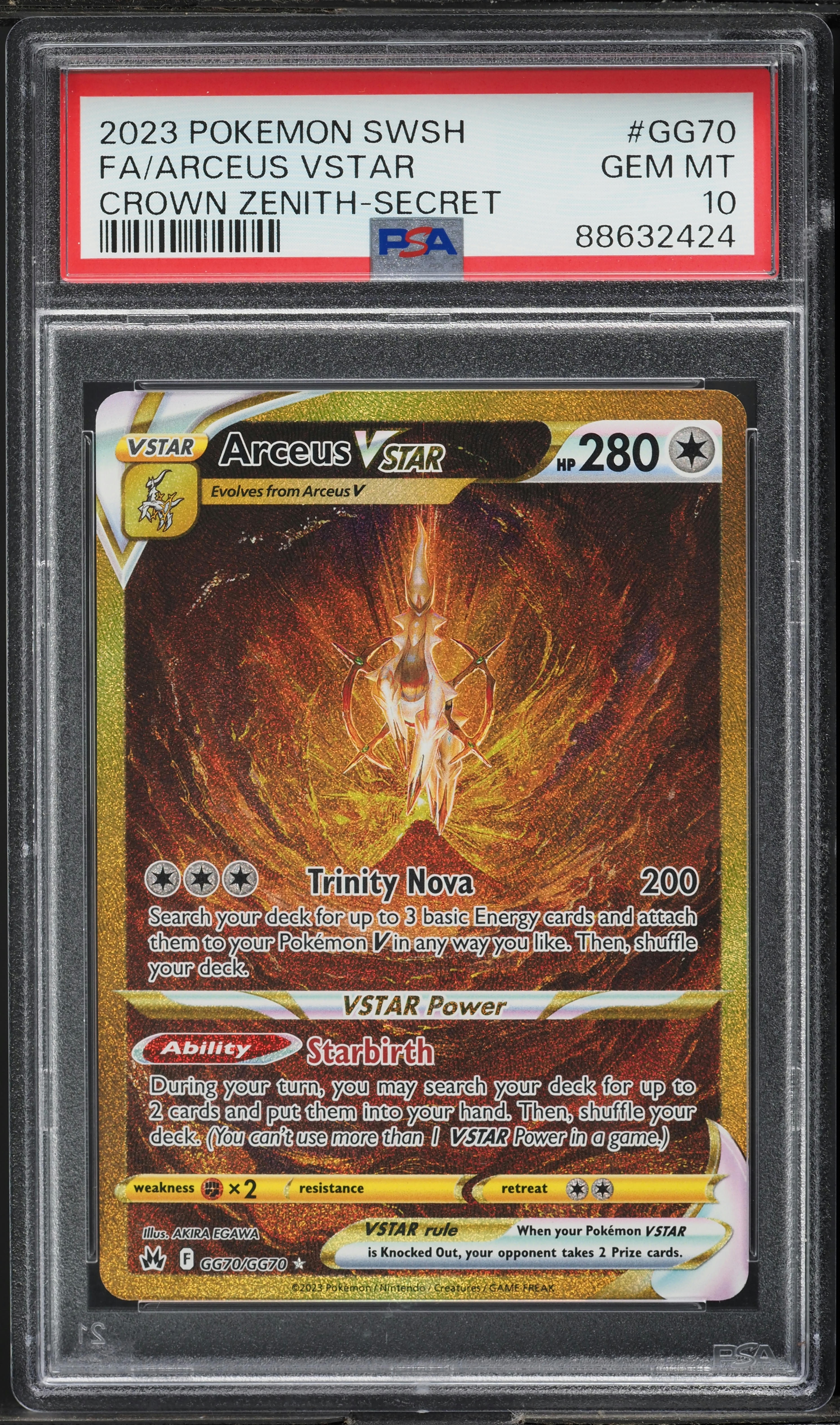 2023 Pokemon Sword & Shield Crown Zenith Full Art Arceus VSTAR #GG70 PSA 10 GEM