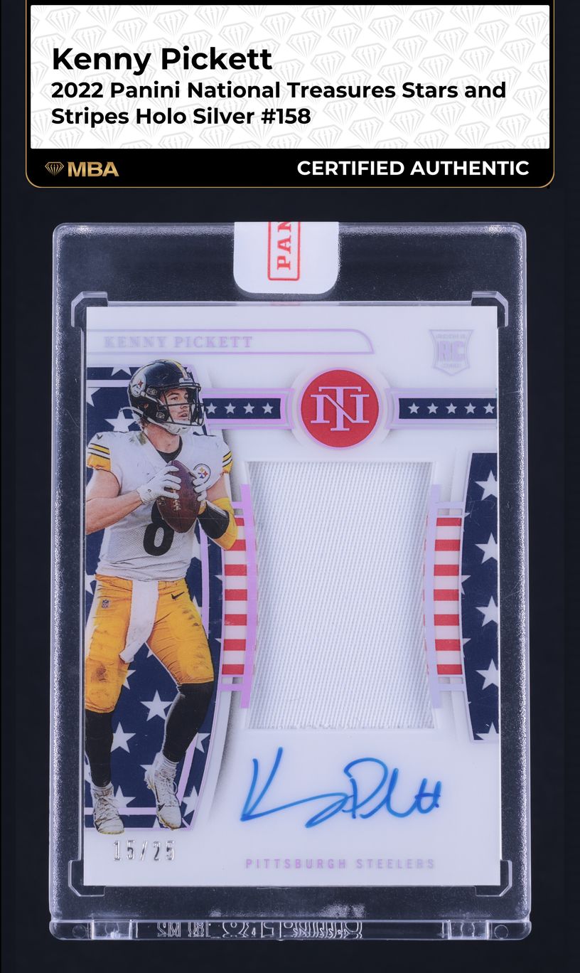 2022 National Treasures Stars & Stripes Kenny Pickett ROOKIE PATCH AUTO /25 #158 MBA AUTH