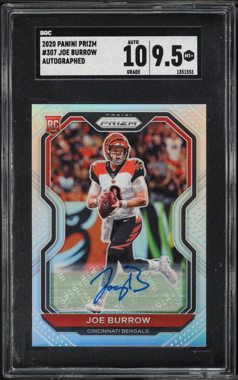 2020 Panini Prizm Silver Joe Burrow ROOKIE AUTO #307 SGC 9.5 MINT+