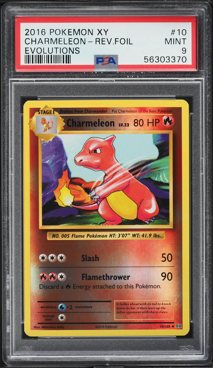 2016 Pokemon XY Evolutions Reverse Holo Charmeleon #10 PSA 9 MINT