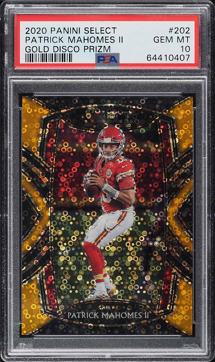 2020 Select Gold Disco Prizm Patrick Mahomes II /10 #202 PSA 10 GEM MINT