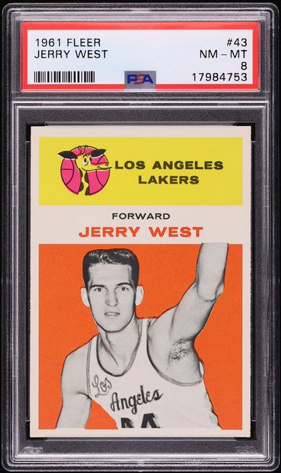 1961 Fleer Basketball Jerry West ROOKIE #43 PSA 8 NM-MT