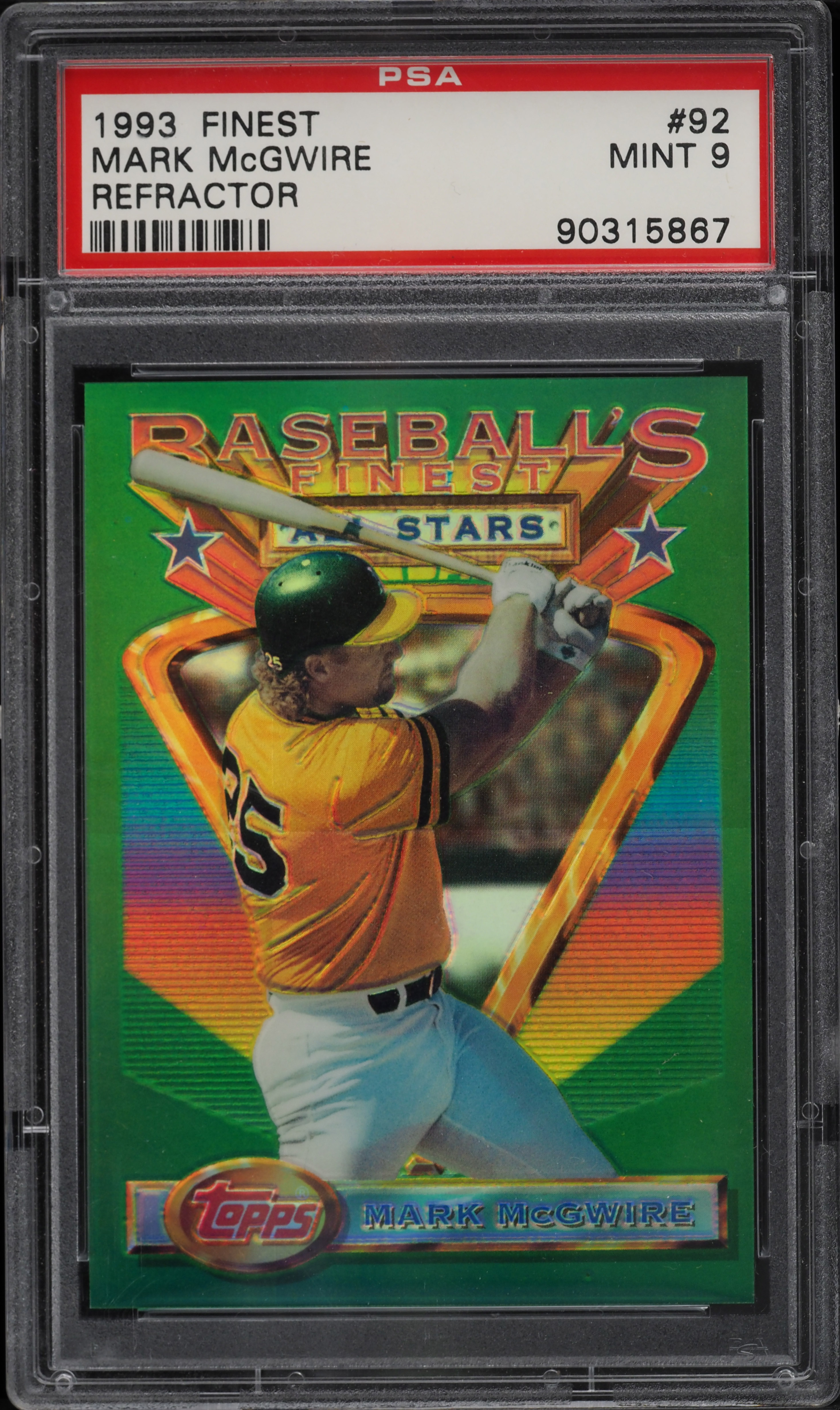 1993 Finest Refractor Mark McGwire #92 PSA 9 MINT