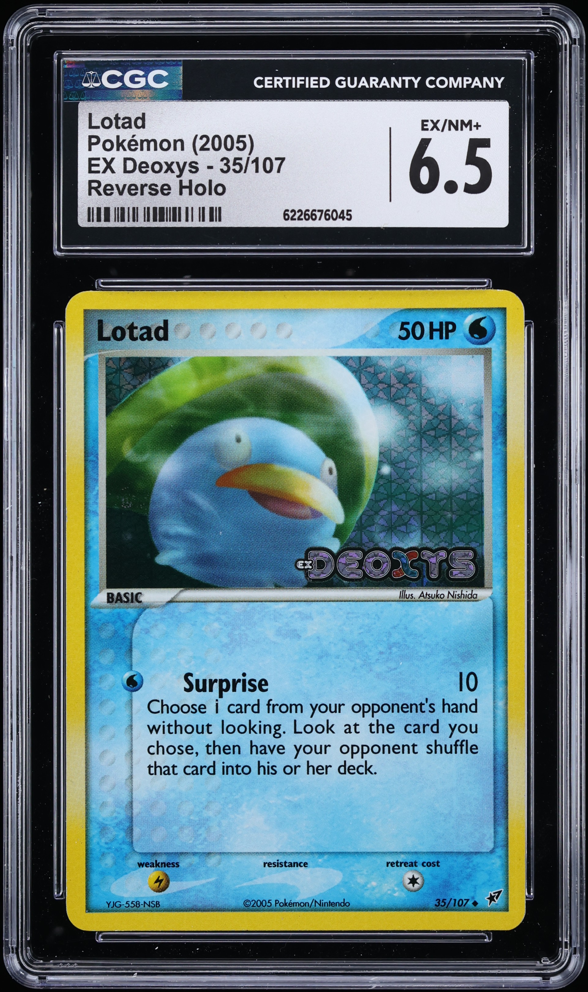 2005 Pokemon EX Deoxys Reverse Holo Lotad #35 CGC 6.5 EXMT+