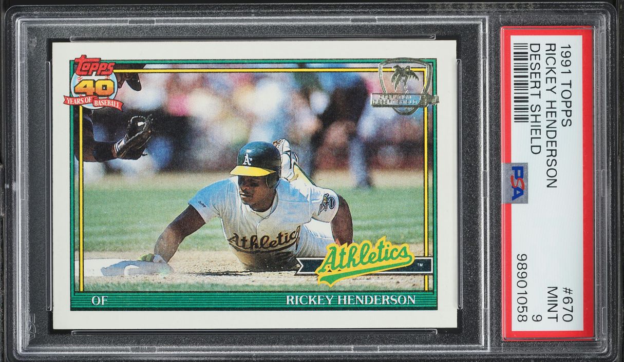1991 Topps Desert Shield Rickey Henderson #670 PSA 9 MINT