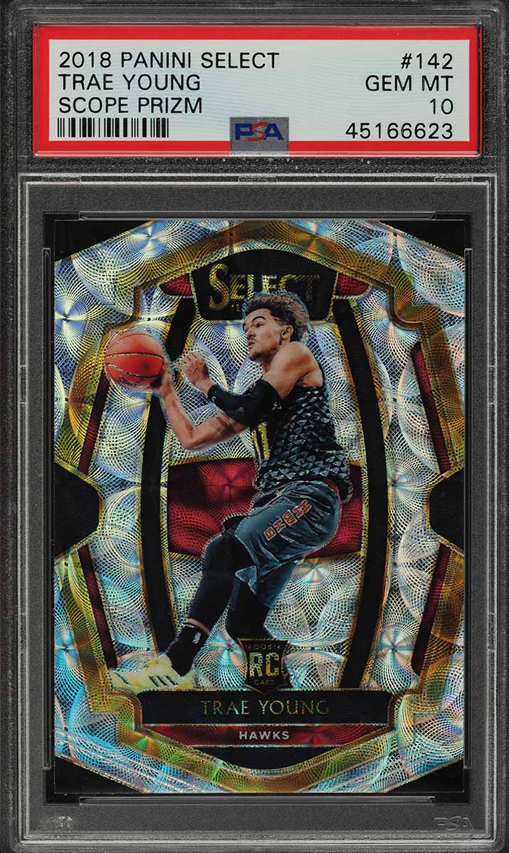 2018 Select Premier Level Scope Prizm Trae Young ROOKIE #142 PSA 10 GEM MINT
