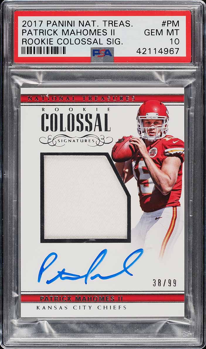 2017 National Treasures Colossal Patrick Mahomes II ROOKIE PATCH AUTO /99 PSA 10