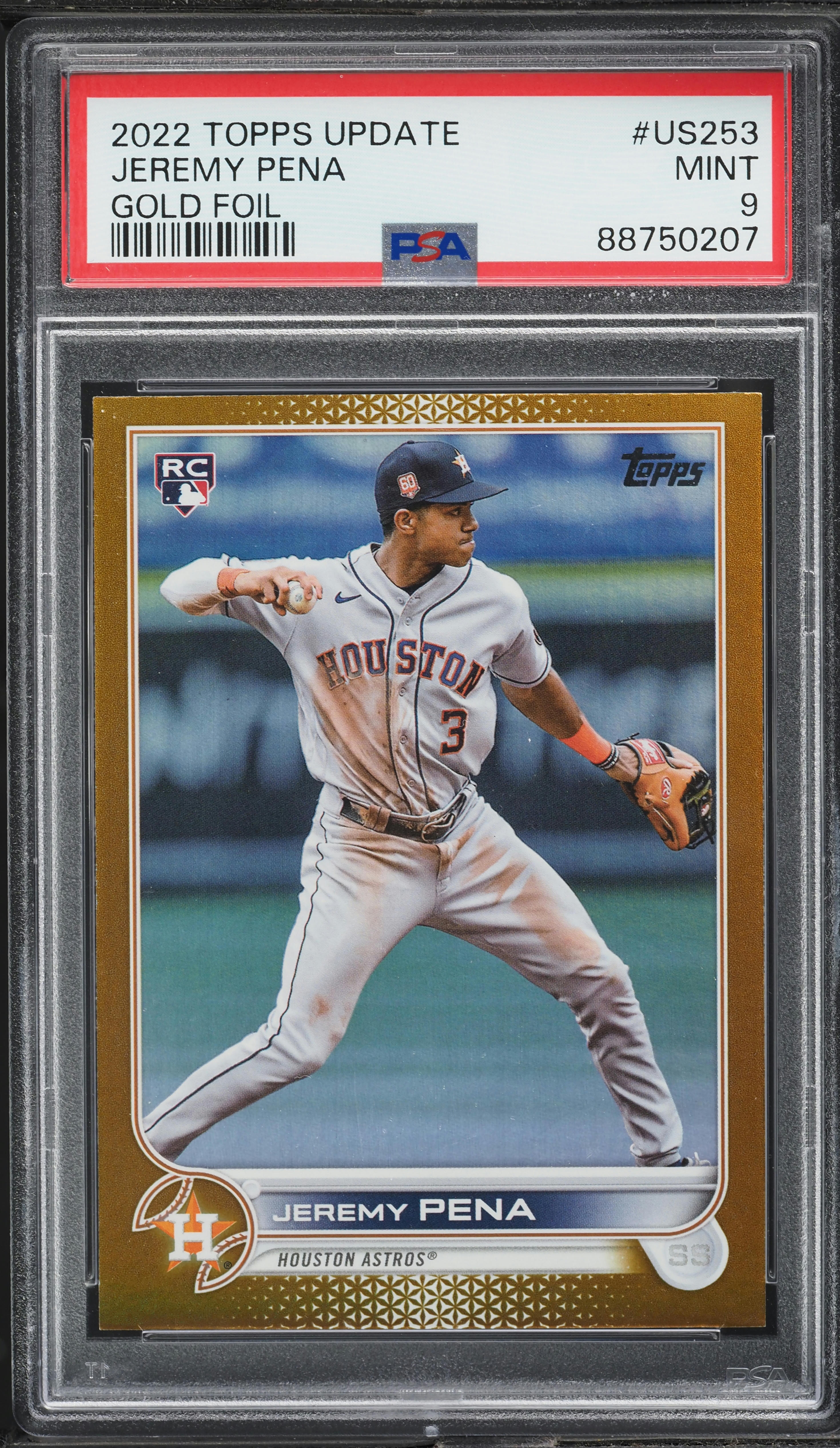 2022 Topps Update Gold Foil Jeremy Pena ROOKIE #US253 PSA 9 MINT