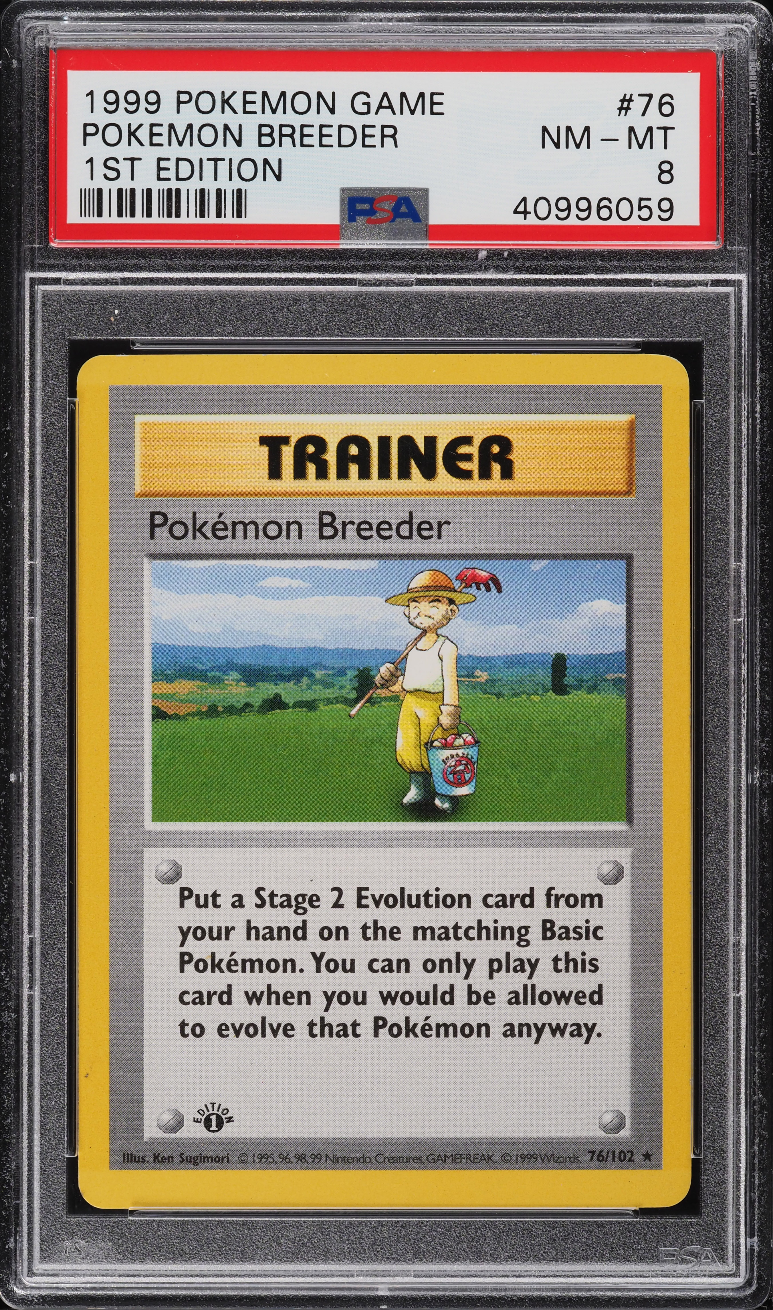 1999 Pokemon Base Set Shadowless 1st Edition Pokemon Breeder #76 PSA 8 NM-MT
