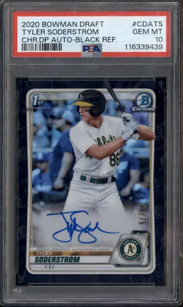 2020 Bowman Draft Chrome Auto Black Refractor Tyler Soderstrom RC /75 PSA 10