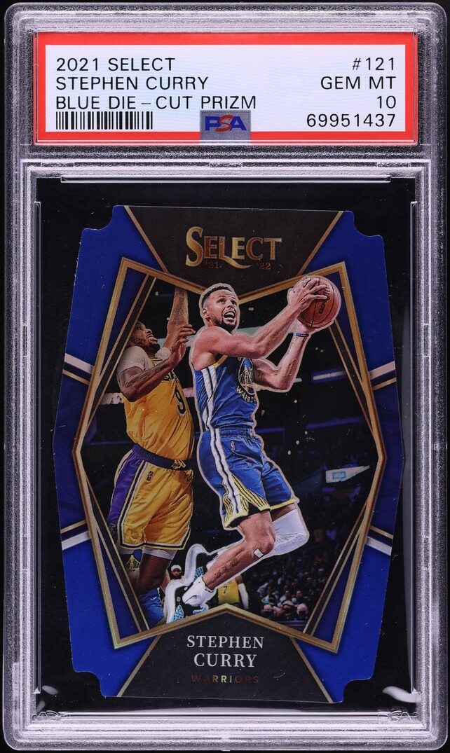 2021 Select Premier Level Blue Die-Cut Prizm Stephen Curry /249 #121 PSA 10 GEM MINT