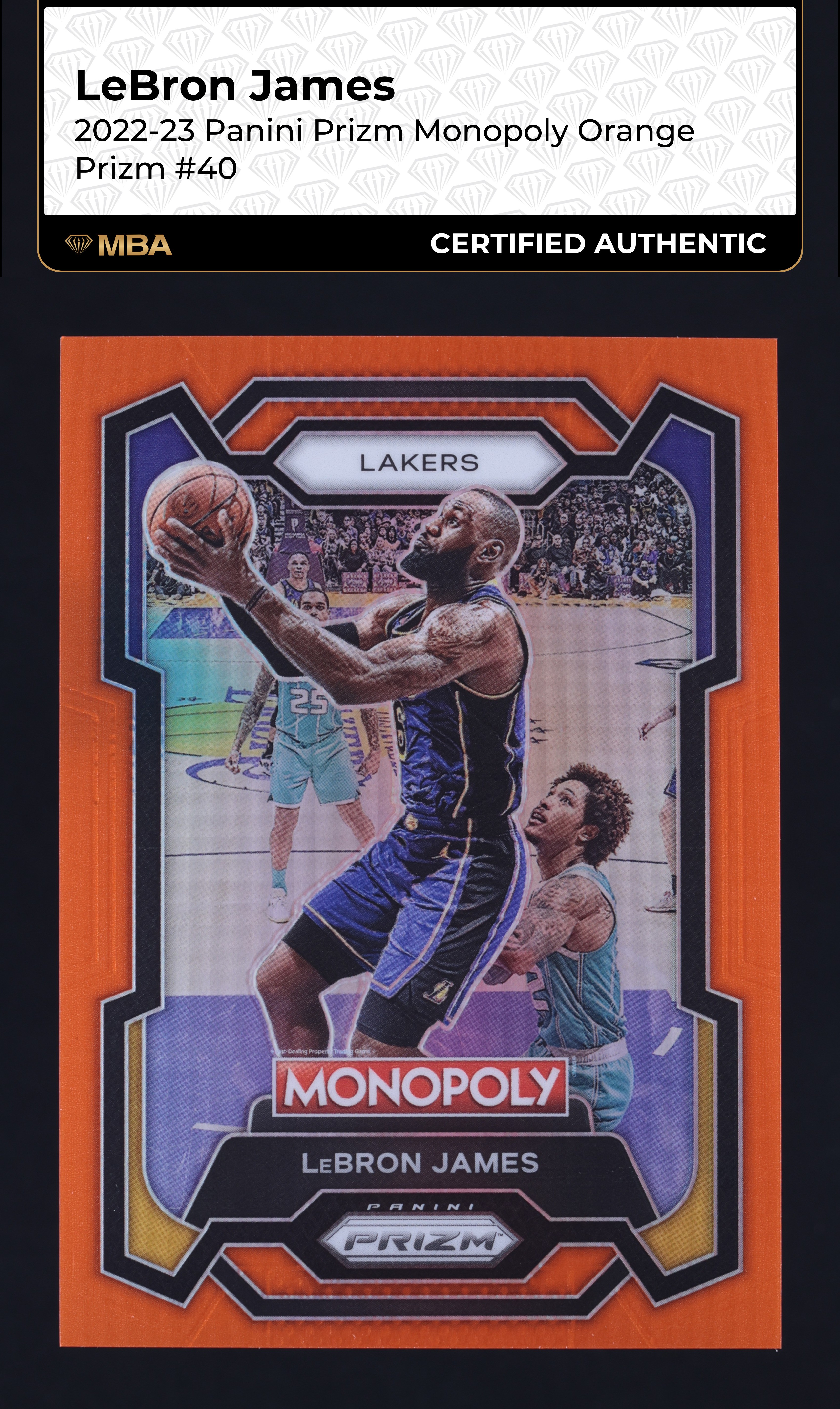 2022 Panini Prizm Monopoly Orange LeBron James /124 #40 MBA AUTH