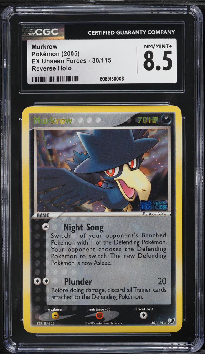 2005 Pokemon EX Unseen Forces Reverse Holo Murkrow #30 CGC 8.5 NM-MT+